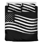 Black And White American Flag Print Duvet Cover Bedding Set