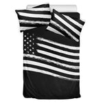 Black And White American Flag Print Duvet Cover Bedding Set