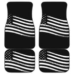 Black And White American Flag Print Front and Back Car Floor Mats