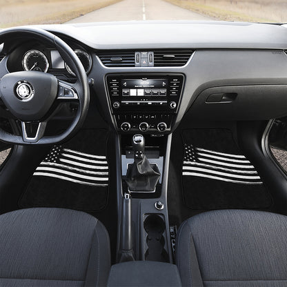Black And White American Flag Print Front Car Floor Mats