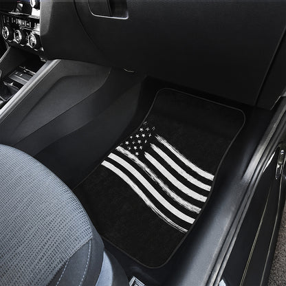 Black And White American Flag Print Front Car Floor Mats