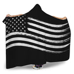 Black And White American Flag Print Hooded Blanket