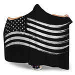 Black And White American Flag Print Hooded Blanket