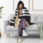 Black And White American Flag Print Hooded Blanket