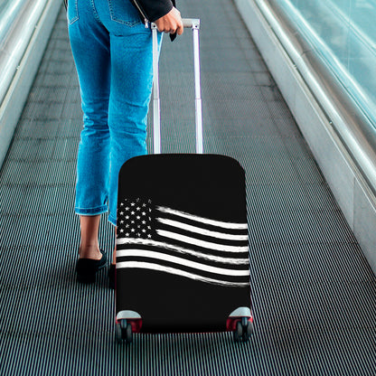 Black And White American Flag Print Luggage Cover