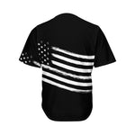 Black And White American Flag Print Men's Baseball Jersey