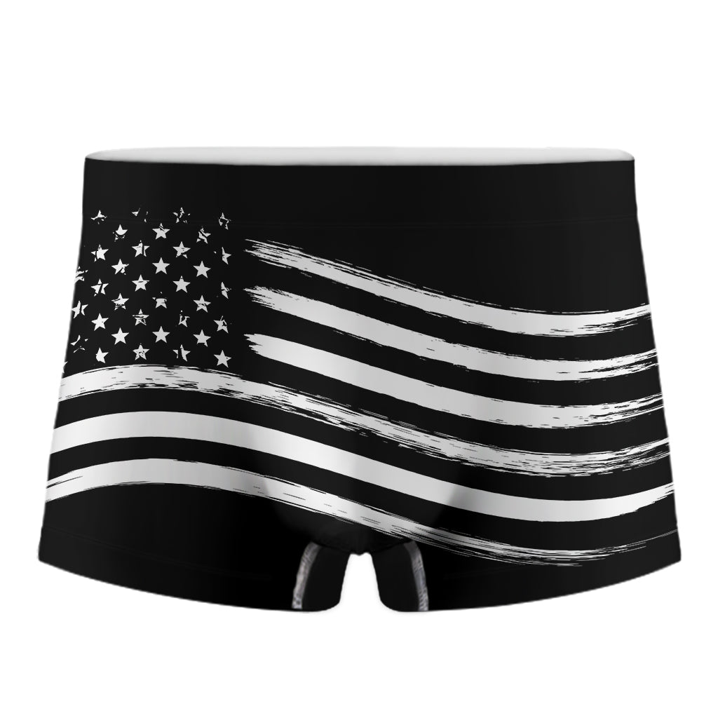 Black And White American Flag Print Men's Boxer Briefs
