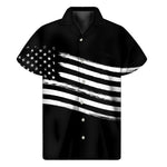 Black And White American Flag Print Men's Short Sleeve Shirt