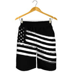 Black And White American Flag Print Men's Shorts