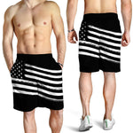 Black And White American Flag Print Men's Shorts