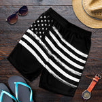 Black And White American Flag Print Men's Shorts