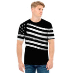 Black And White American Flag Print Men's T-Shirt