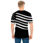 Black And White American Flag Print Men's T-Shirt