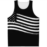 Black And White American Flag Print Men's Tank Top