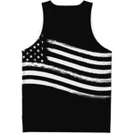 Black And White American Flag Print Men's Tank Top