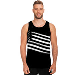 Black And White American Flag Print Men's Tank Top