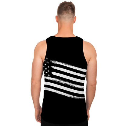 Black And White American Flag Print Men's Tank Top