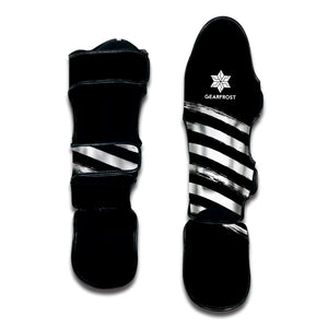 Black And White American Flag Print Muay Thai Shin Guard