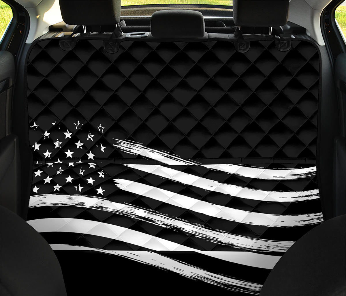 Black And White American Flag Print Pet Car Back Seat Cover