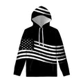 Black And White American Flag Print Pullover Hoodie