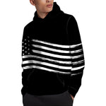 Black And White American Flag Print Pullover Hoodie