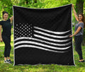 Black And White American Flag Print Quilt