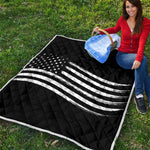 Black And White American Flag Print Quilt