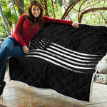 Black And White American Flag Print Quilt
