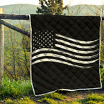 Black And White American Flag Print Quilt