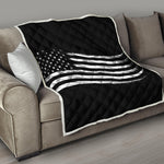 Black And White American Flag Print Quilt