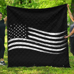 Black And White American Flag Print Quilt