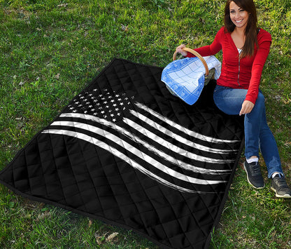 Black And White American Flag Print Quilt