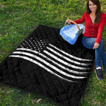 Black And White American Flag Print Quilt