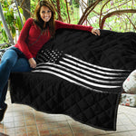Black And White American Flag Print Quilt