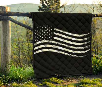 Black And White American Flag Print Quilt