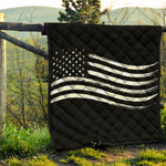Black And White American Flag Print Quilt