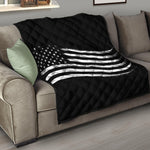 Black And White American Flag Print Quilt