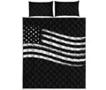 Black And White American Flag Print Quilt Bed Set