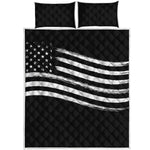 Black And White American Flag Print Quilt Bed Set