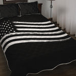 Black And White American Flag Print Quilt Bed Set