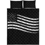Black And White American Flag Print Quilt Bed Set