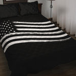 Black And White American Flag Print Quilt Bed Set
