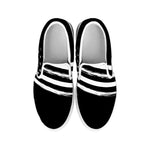Black And White American Flag Print White Slip On Shoes