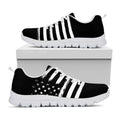 Black And White American Flag Print White Running Shoes