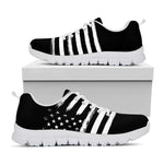 Black And White American Flag Print White Sneakers
