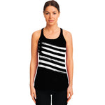 Black And White American Flag Print Women's Racerback Tank Top