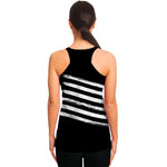 Black And White American Flag Print Women's Racerback Tank Top