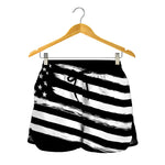 Black And White American Flag Print Women's Shorts