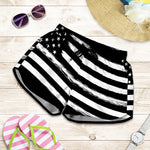 Black And White American Flag Print Women's Shorts