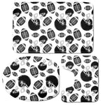 Black And White American Football Print 3 Piece Bath Mat Set